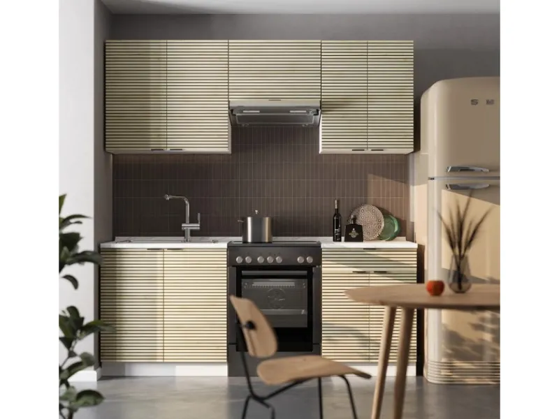 Discount Vicco Fame-Line Küchenzeile Eiche Paneel/Weiß 200 cm AP Anthrazit ohne E-Geräte Einbauküchen