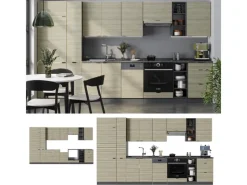 Discount Vicco Fame-Line Küchenzeile Eiche Paneel/Anthrazit 355 cm AP Anthrazit ohne E-Geräte Einbauküchen
