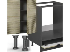 Discount Vicco Fame-Line Küchenzeile Eiche Paneel/Anthrazit 355 cm AP Anthrazit ohne E-Geräte Einbauküchen