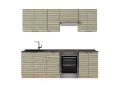 Outlet Vicco Fame-Line Küchenzeile Eiche Paneel/Goldkraft Eiche 240 cm AP Anthrazit ohne E-Geräte Berghütten Eiche