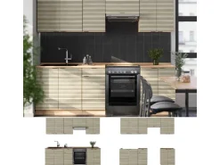 Outlet Vicco Fame-Line Küchenzeile Eiche Paneel/Goldkraft Eiche 240 cm AP Anthrazit ohne E-Geräte Berghütten Eiche