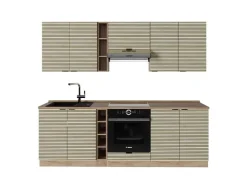 Vicco Fame-Line Küchenzeile Eiche Paneel/Goldkraft Eiche 235 cm AP Eiche ohne E-Geräte Berghütten Eiche