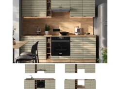 Vicco Fame-Line Küchenzeile Eiche Paneel/Goldkraft Eiche 235 cm AP Eiche ohne E-Geräte Berghütten Eiche