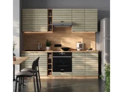 Vicco Fame-Line Küchenzeile Eiche Paneel/Goldkraft Eiche 235 cm AP Eiche ohne E-Geräte Berghütten Eiche
