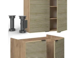 Vicco Fame-Line Küchenzeile Eiche Paneel/Goldkraft Eiche 235 cm AP Eiche ohne E-Geräte Berghütten Eiche