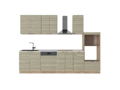 Sale Vicco Fame-Line Küchenzeile Eiche Paneel/Goldkraft Eiche 300 cm mit HochschrankAP Marmor ohne E-Geräte Pantryküchen|Einbauküchen