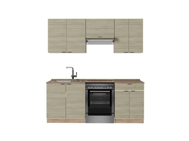 Sale Vicco Fame-Line Küchenzeile Eiche Paneel/Goldkraft Eiche 200 cm AP Eiche ohne E-Geräte Pantryküchen|Einbauküchen