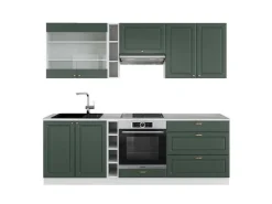 Online Vicco Fame-Line Küchenzeile -Gold Landhaus/Weiß 235 cm AP Marmor ohne E-Geräte Grün