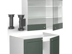 Einbauküchen<Vicco Fame-Line Küchenzeile -Gold Landhaus/Weiß 200 cm ohne Arbeitsplatte ohne E-Geräte Grün
