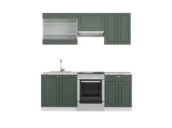 Clearance Vicco Fame-Line Küchenzeile -Gold Landhaus/Weiß 200 cm AP Marmor ohne E-Geräte Einbauküchen