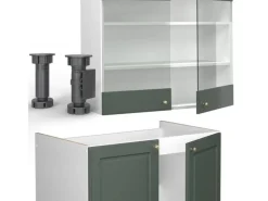 Clearance Vicco Fame-Line Küchenzeile -Gold Landhaus/Weiß 200 cm AP Marmor ohne E-Geräte Einbauküchen