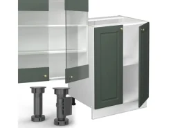 Outlet Vicco Fame-Line Küchenzeile -Gold Landhaus/Weiß 300 cm mit HochschrankAP Anthrazit ohne E-Geräte Einbauküchen