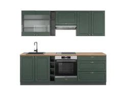 Sale Vicco Fame-Line Küchenzeile -Gold Landhaus/Anthrazit 235 cm AP Eiche ohne E-Geräte Grün