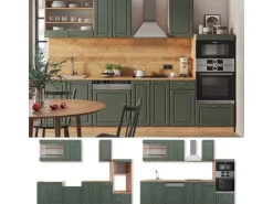 Clearance Vicco Fame-Line Küchenzeile -Gold Landhaus/Goldkraft Eiche 300 cm mit HochschrankAP Eiche ohne E-Geräte Einbauküchen