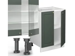 Einbauküchen<Vicco Fame-Line Küchenzeile -Gold Landhaus/Weiß 300 cm mit Hochschrankohne Arbeitsplatte ohne E-Geräte Grün