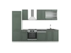 Sale Vicco Fame-Line Küchenzeile -Gold Landhaus/Weiß 300 cm AP Anthrazit ohne E-Geräte Grün