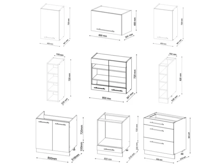 Pantryküchen|Single-Küchen<Vicco Fame-Line Küchenzeile -Gold Landhaus/Weiß 235 cm ohne Arbeitsplatte ohne E-Geräte Grün