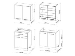 Einbauküchen<Vicco Fame-Line Küchenzeile Weiß Landhaus/Anthrazit 200 cm ohne Arbeitsplatte ohne E-Geräte Weiß Strukturiert