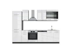 Best Vicco Fame-Line Küchenzeile /Anthrazit 300 cm AP Marmor ohne E-Geräte Weiß Hochglanz