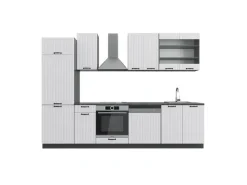 Hot Vicco Fame-Line Küchenzeile Weiß Landhaus/Anthrazit 300 cm ohne Arbeitsplatte ohne E-Geräte Weiß Strukturiert