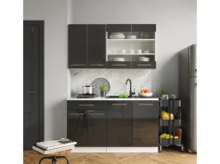 Vicco Fame-Line Singleküche /Weiß 140 cm AP Anthrazit ohne E-Geräte Single-Küchen|Miniküchen