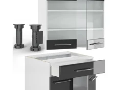 Vicco Fame-Line Singleküche /Weiß 140 cm AP Anthrazit ohne E-Geräte Single-Küchen|Miniküchen