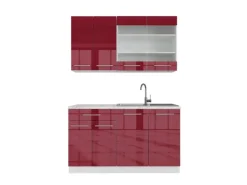 Online Vicco Fame-Line Singleküche Bordeaux Hochglanz/Weiß 140 cm ohne Arbeitsplatte ohne E-Geräte Brilliant Bordeaux