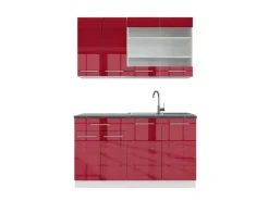 Single-Küchen<Vicco Fame-Line Singleküche Bordeaux Hochglanz/Weiß 140 cm AP Anthrazit ohne E-Geräte Brilliant Bordeaux