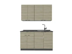 Clearance Vicco Fame-Line Singleküche Eiche Paneel/Anthrazit 140 cm AP Anthrazit ohne E-Geräte Brauhaus Eiche