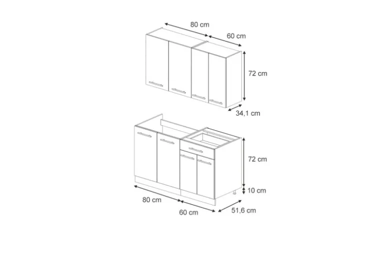 Single-Küchen<Vicco Fame-Line Singleküche Eiche Paneel/Anthrazit 140 cm ohne Arbeitsplatte ohne E-Geräte Brauhaus Eiche