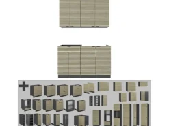 Single-Küchen<Vicco Fame-Line Singleküche Eiche Paneel/Anthrazit 140 cm ohne Arbeitsplatte ohne E-Geräte Brauhaus Eiche