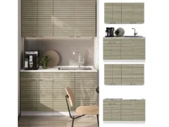 Vicco Fame-Line Singleküche Eiche Paneel/Weiß 140 cm ohne Arbeitsplatte ohne E-Geräte Single-Küchen|Einbauküchen