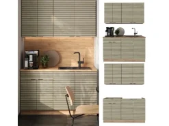 Outlet Vicco Fame-Line Singleküche Eiche Paneel/Goldkraft Eiche 140 cm AP Eiche ohne E-Geräte Berghütten Eiche