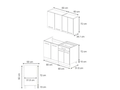 Hot Vicco Fame-Line Singleküche Eiche Paneel/Goldkraft Eiche 140 cm AP Anthrazit ohne E-Geräte Berghütten Eiche