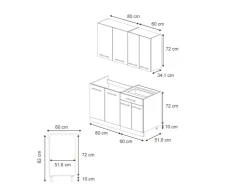 Single-Küchen<Vicco Fame-Line Singleküche Eiche Paneel/Anthrazit 140 cm AP Marmor ohne E-Geräte Brauhaus Eiche