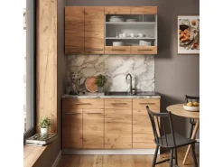 Vicco Fame-Line Singleküche Goldkraft /Weiß 140 cm AP Anthrazit ohne E-Geräte Eiche