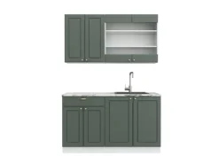 Best Vicco Fame-Line Singleküche -Gold Landhaus/Weiß 140 cm ohne Arbeitsplatte ohne E-Geräte Grün