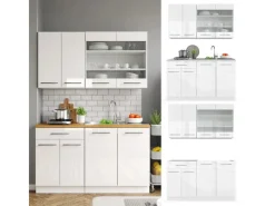 Best Vicco Fame-Line Singleküche Hochglanz/ 140 cm AP Anthrazit ohne E-Geräte Single-Küchen|Einbauküchen