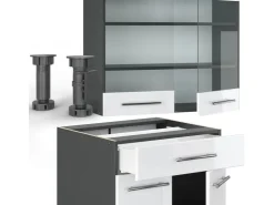 Hot Vicco Fame-Line Singleküche /Anthrazit 140 cm ohne Arbeitsplatte ohne E-Geräte Weiß Hochglanz
