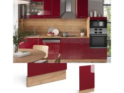 Einbauküchen<Vicco Frontblende Fame-Line Bordeaux Hochglanz/Goldkraft Eiche 45 cm AP Anthrazit Bordeaux-Glanz