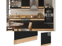 Vicco Frontblende Fame-Line Schwarz-Eiche Hochglanz/Goldkraft Eiche 60 cm ohne Arbeitsplatte Eiche Dunkel