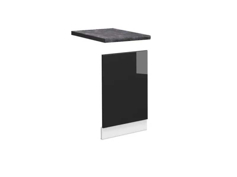Clearance Vicco Frontblende Fame-Line Schwarz Eiche hochglanz/Weiß 45 cm AP Anthrazit Küchenschränke