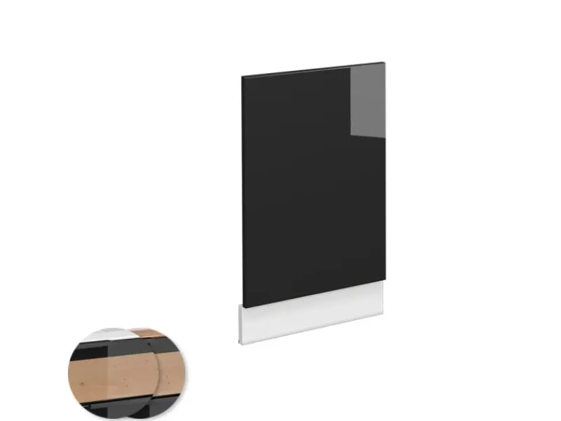 Clearance Vicco Frontblende Fame-Line Schwarz Eiche hochglanz/Weiß 45 cm AP Anthrazit Küchenschränke