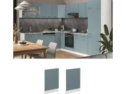 Outlet Vicco Frontblende R-Line Geschirrspüler Fronttür Blau-Grau/Weiß 45 cm AP Marmor Blaugrau