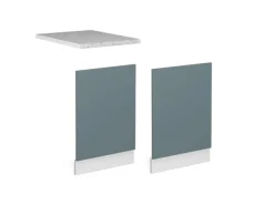 Outlet Vicco Frontblende R-Line Geschirrspüler Fronttür Blau-Grau/Weiß 45 cm AP Marmor Blaugrau