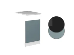 Outlet Vicco Frontblende R-Line Geschirrspüler Fronttür Blau-Grau/Weiß 45 cm AP Marmor Blaugrau