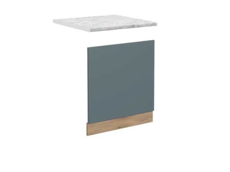 Clearance Vicco Frontblende R-Line Geschirrspüler Fronttür Blau-Grau/Goldkraft Eiche AP Marmor Einbauküchen
