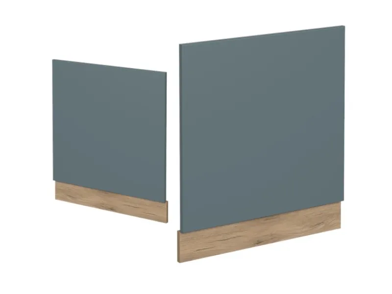 Clearance Vicco Frontblende R-Line Geschirrspüler Fronttür Blau-Grau/Goldkraft Eiche AP Marmor Einbauküchen