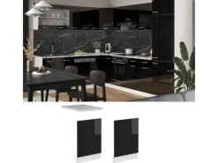 Best Vicco Frontblende R-Line Schwarz Hochglanz/Weiß 45 cm ohne Arbeitsplatte Einbauküchen|Küchenschränke