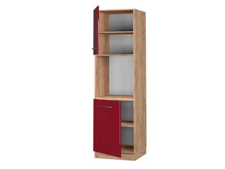 Discount Vicco Herdumbauschrank Fame-Line Bordeaux Hochglanz/Goldkraft Eiche 60 cm Offen Bordeaux-Glanz